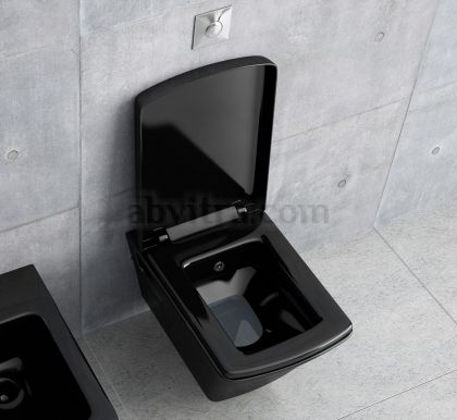 Конзолна тоалетна чиния SQUARE L - Черен гланц
