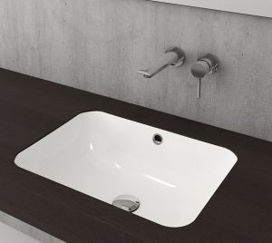 Мивка за вграждане за баня с правоъгълна форма - Бял гланц