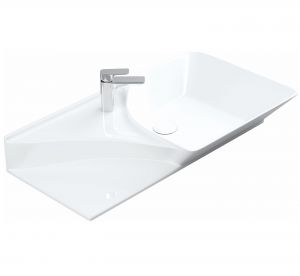 Дизайнерска мивка за баня с плот Poise-X - Бял гланц