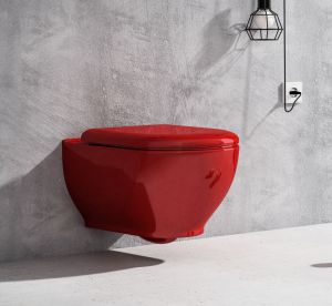 Червена конзолна тоалетна чиния Round G