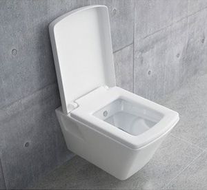 Конзолна тоалетна чиния Square L - Бял гланц