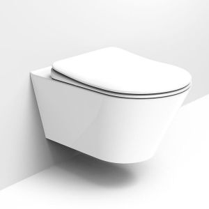 Конзолна тоалетна чиния без ръб Adda  - Бял гланц 