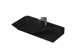 Черна дизайнерска мивка за баня с плот Poise-X - Черен мат