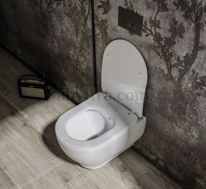 Конзолна тоалетна чиния без ръб Round G  - Бял гланц 