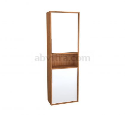 Конзолен шкаф тип колона за баня Integra - Бял и бамбук 