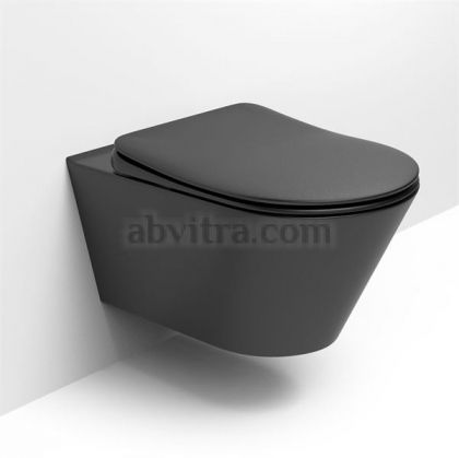 Черна конзолна тоалетна чиния без ръб Adda - Черен мат