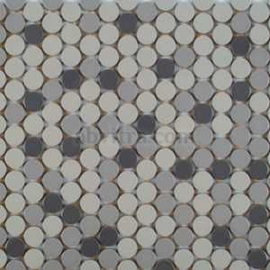 Кръгла сива керамична мозайка Penny Round Mix Grey