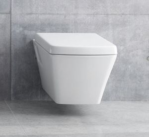 Конзолна тоалетна чиния с правоъгълни форми Square L - Бял гланц