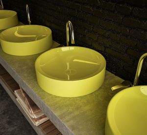 Жълта мивка тип купа Lucente - Гланц