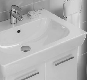 Конзолен шкаф за баня с мивка S20 - Бял гланц 