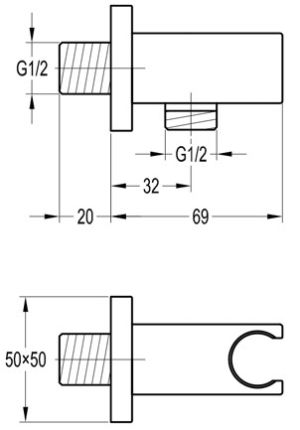 Стенен държач с извод за ръчен душ Penta Square