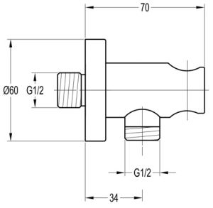 Стенен държач с извод за ръчен душ Penta Round