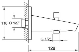 Стенен чучур за вана и душ с превключвател Penta