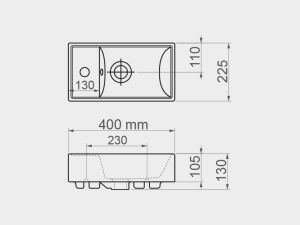 Малка мивка за баня и тоалетна Minos Left