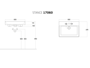 Умивалник за баня Stance 60см - Бял гланц 