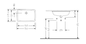 Правоъгълна мивка за вграждане под плот за баня Star
